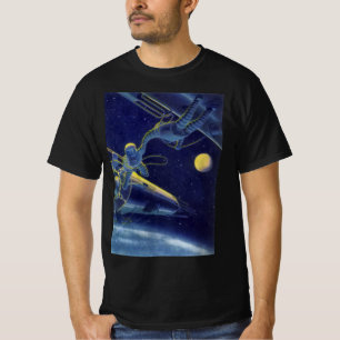 T-shirts Astronautas de Ficção Científica Vintage no Espaço