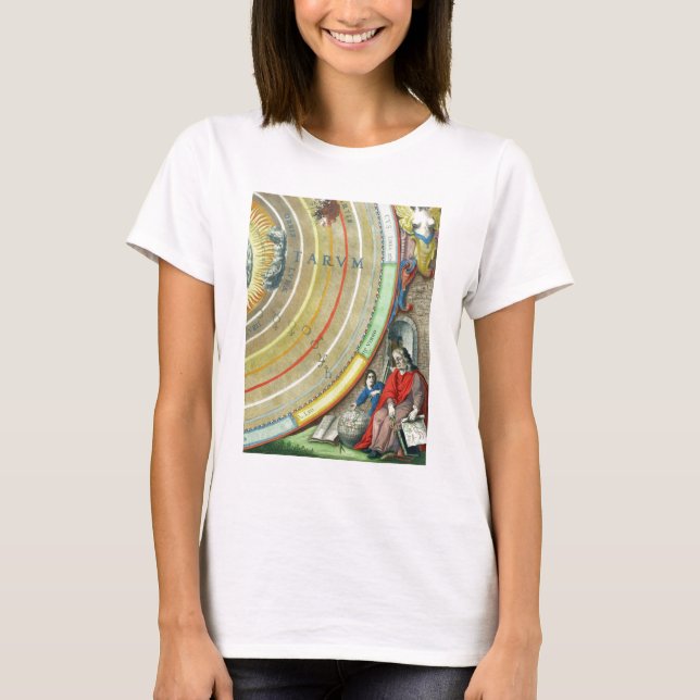 T-shirts Astrônomo, detalhe de um mapa dos planetas, f (Frente)