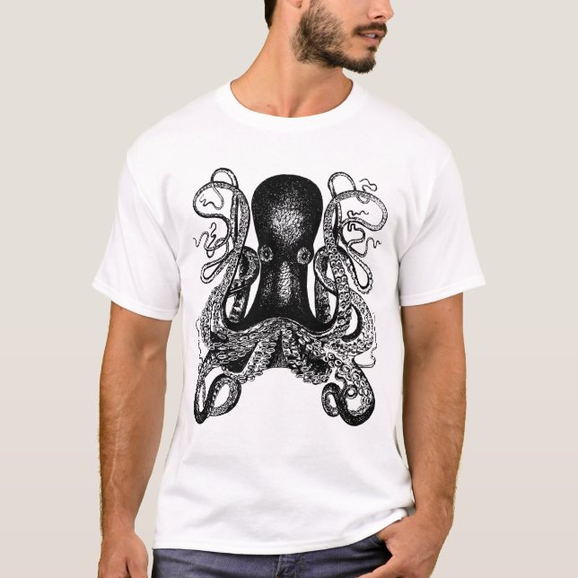 T-shirts Ataque do tentáculo! Polvo gigante Kraken (Frente)