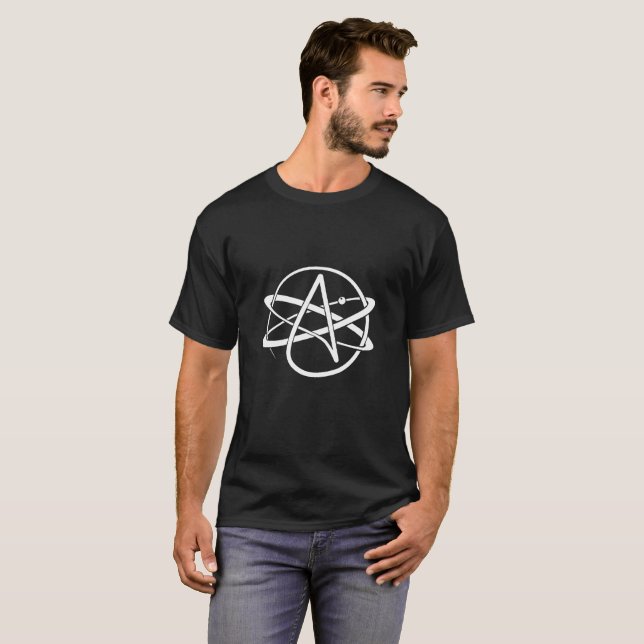 T-shirts Ateísmo Logotipo Atom Legal Anti Religion Tee (Frente Completa)