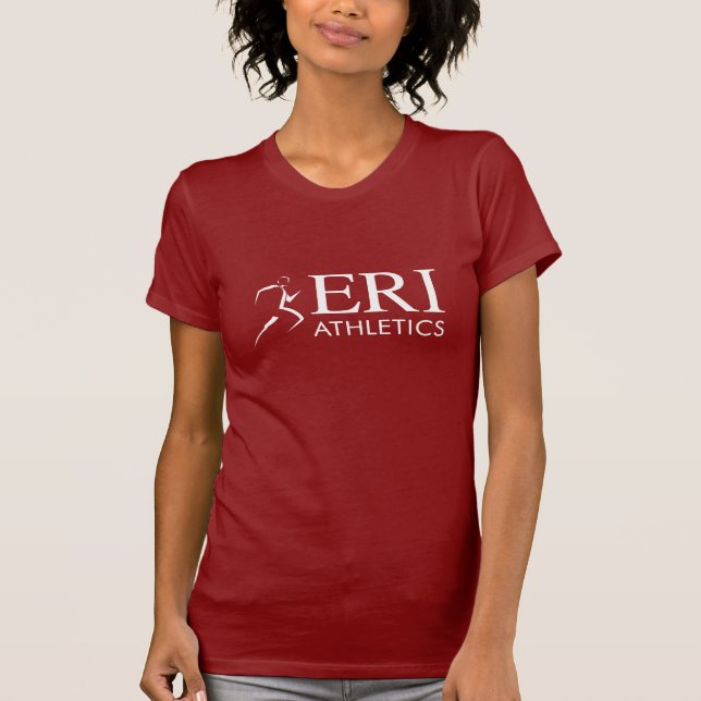 T-shirts Atletismo de ERI - mulheres curtas vermelhas da (Frente)
