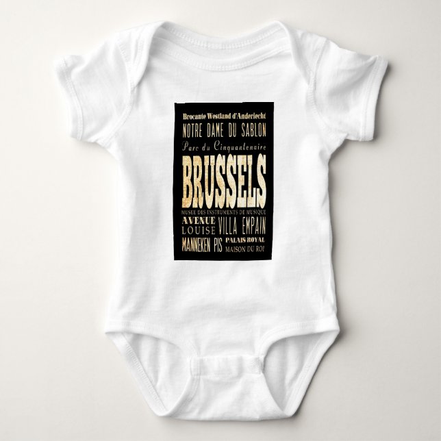 T-shirts Atrações e lugares famosos de Bruxelas, Bélgica (Frente)