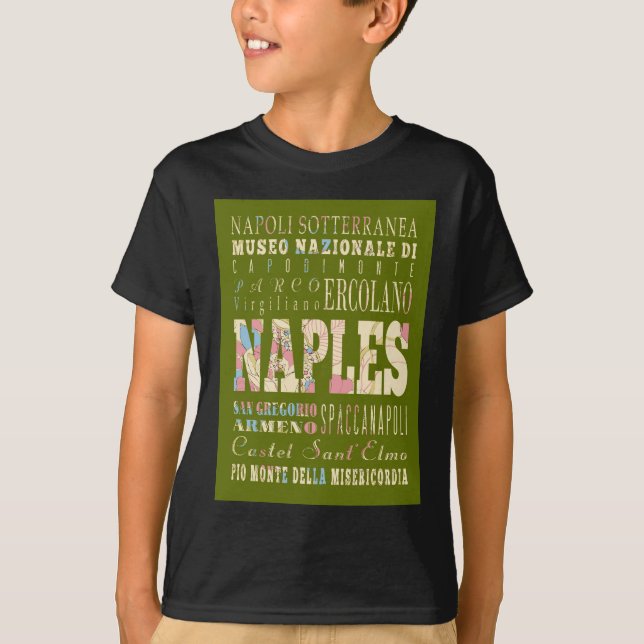 T-shirts Atrações e lugares famosos de Nápoles, Italia (Frente)