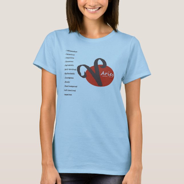 T-shirts Atributos de uma Aries (Frente)
