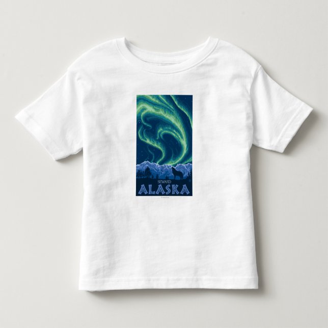 T-shirts Aurora boreal - Seward, Alaska (Frente)