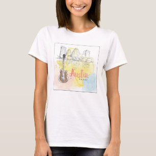 T-shirts Austin, esboço da aguarela de Texas