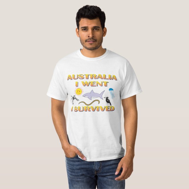 T-shirts Austrália, eu fui, mim sobrevivi (Frente Completa)