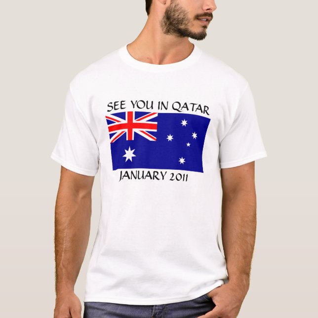 T-shirts Austrália "VÊ-LO NO QATAR, JANEIRO DE 2011" (Frente)