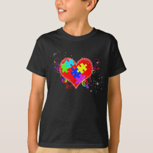 T-shirts Autismo Brilhando Coração