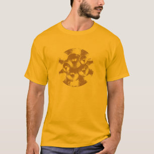 T-shirts Auto-falante Dourados da música em um círculo