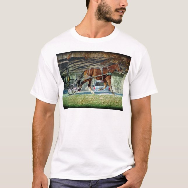 T-shirts Autumn Amish Buggy Horse (Frente)