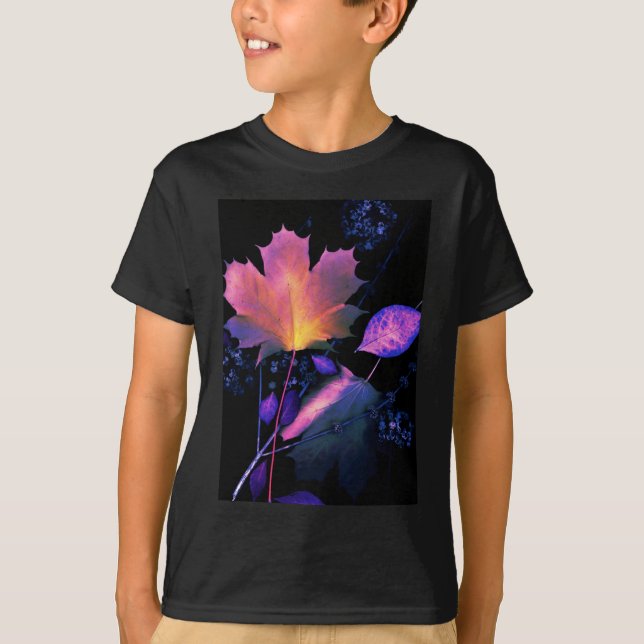 T-shirts Autumn Leaves em Neon (Frente)
