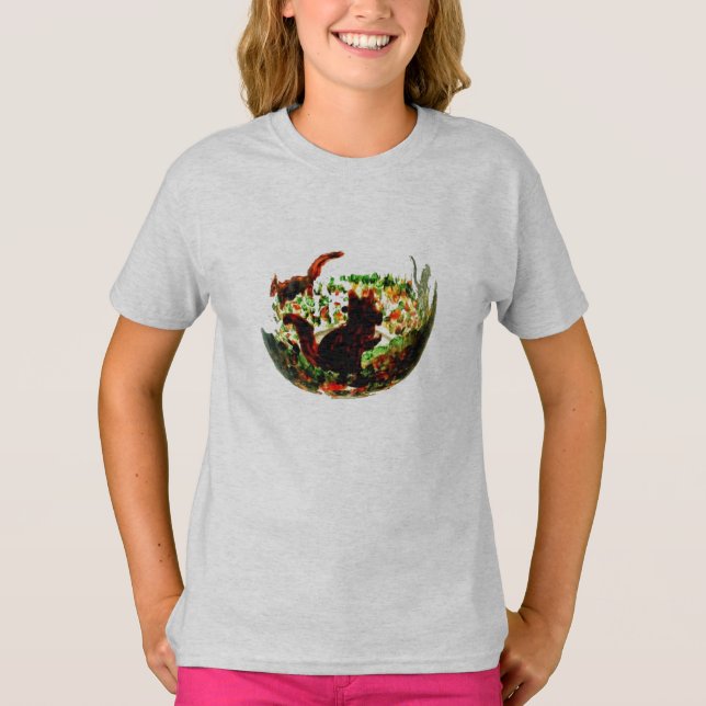 T-shirts Autumn Squirrels Animal Art (Frente)