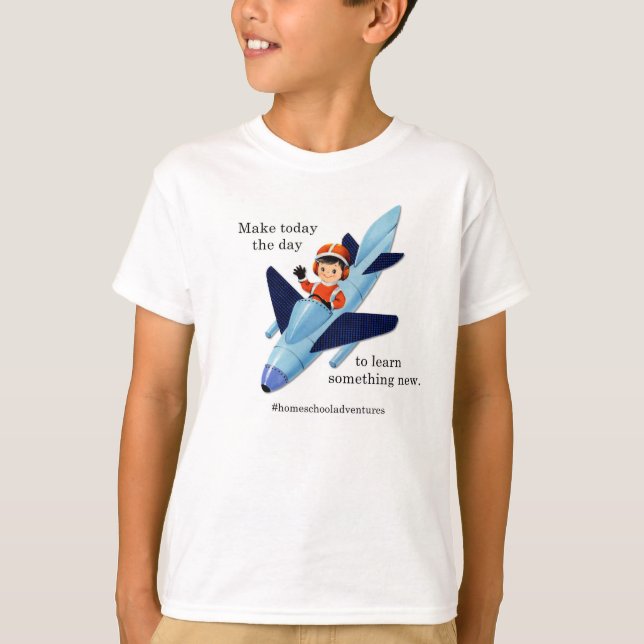 T-shirts Aventura de Homeschool Rocket retro que aprende a (Frente)