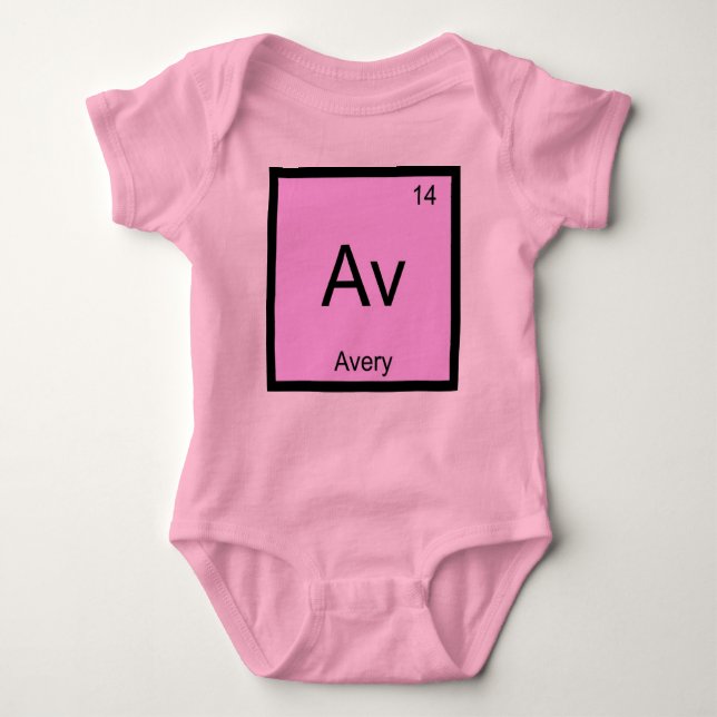 T-shirts Avery Name Chemistry Elemento Periódico Mesa (Frente)