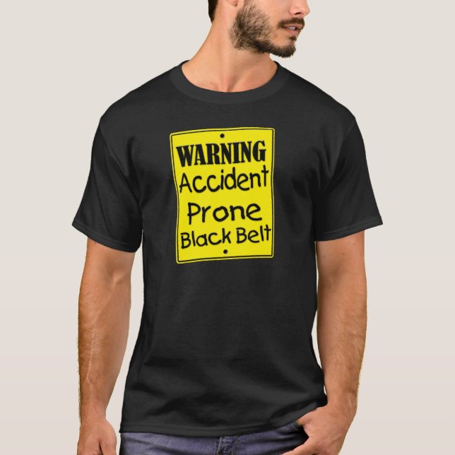 T-shirts Aviso de Acidente com Cinto Preto Prone (Frente)