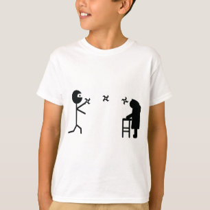 T-shirts avó de combate do ninja mau preto