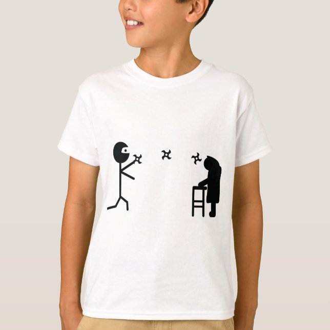 T-shirts avó de combate do ninja mau preto (Frente)