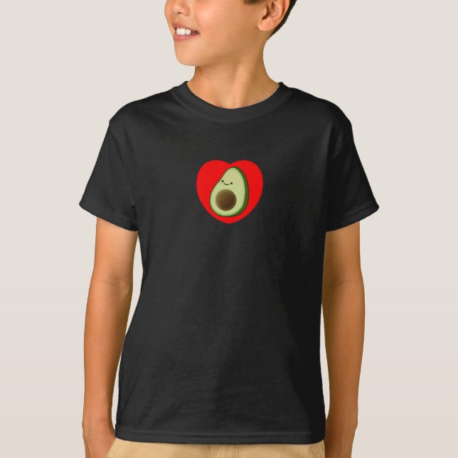 T-shirts Avocado Bonito No Coração Vermelho (Frente)