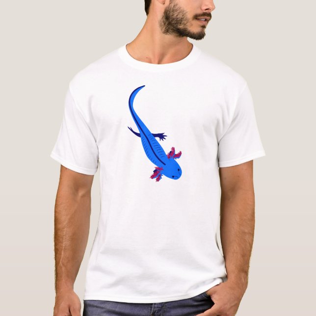 T-shirts Axolotl de Acima azul (Frente)