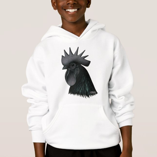 T-shirts Ayam Cemani Rooster Head (Frente)
