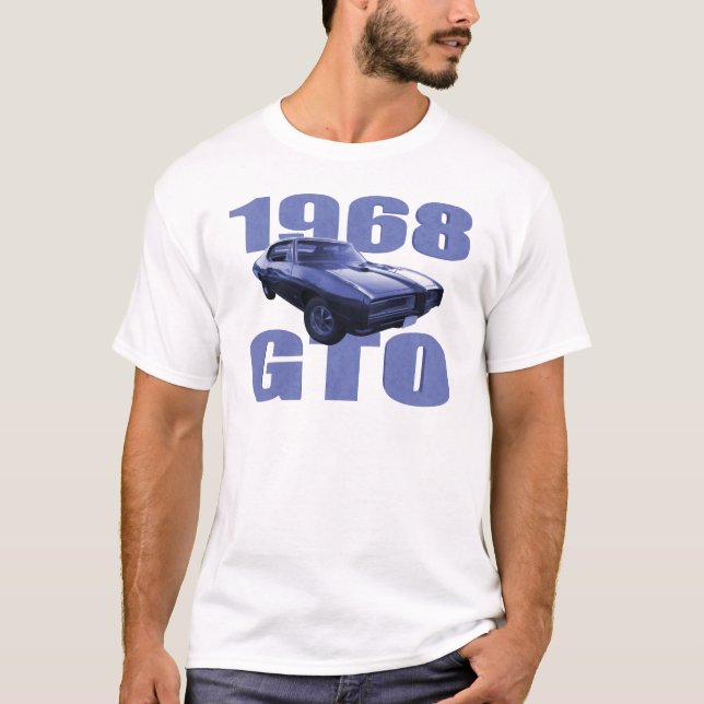 T-shirts Azul 1968 de Pontiac GTO (Frente)