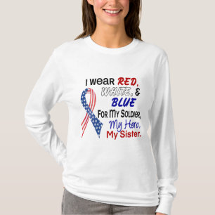 T-shirts Azul branco vermelho para minha irmã