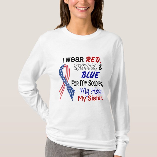T-shirts Azul branco vermelho para minha irmã (Frente)