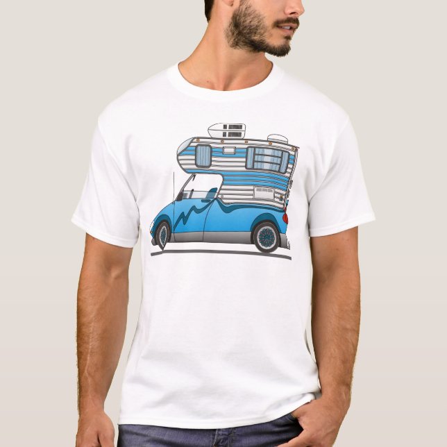 T-shirts Azul-Câmera de Pegada Ecológica (Frente)