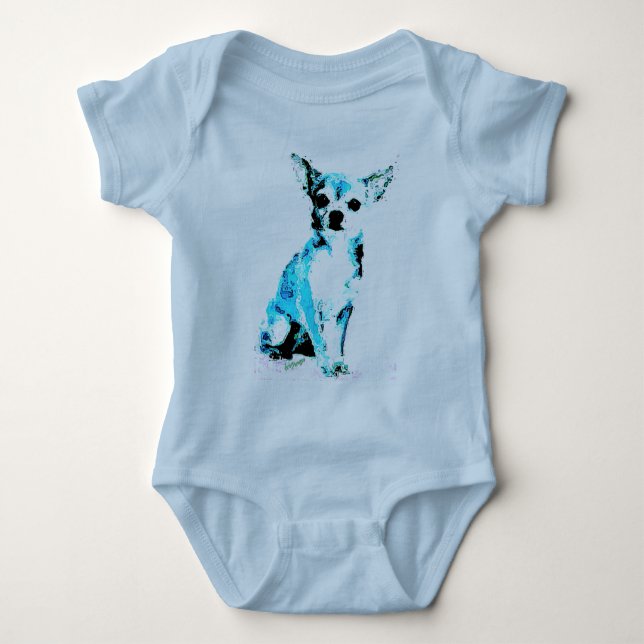 T-shirts Azul Chihuahua Cute Bebê Bonito (Frente)