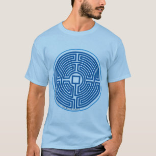 T-shirts azul chinês do labirinto do eco