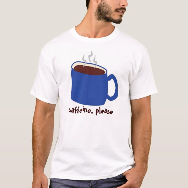 T-shirts Azul da cafeína (Frente)