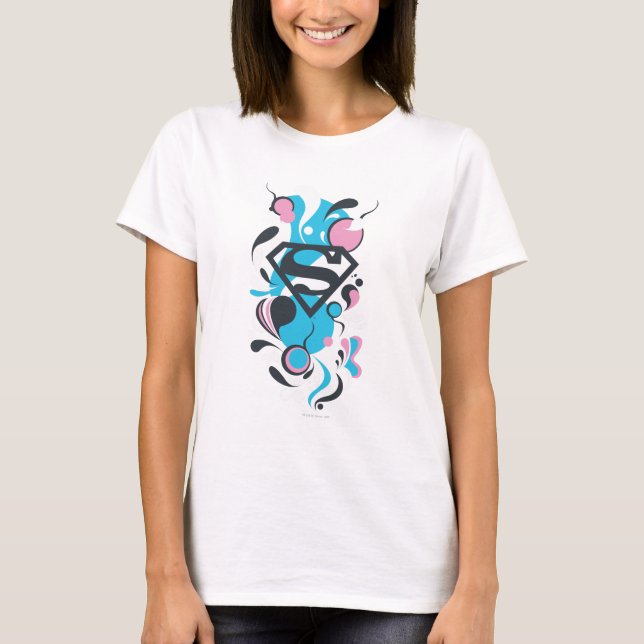 T-shirts Azul de abertura de cores (Frente)