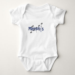T-shirts azul de memphis com notas da música