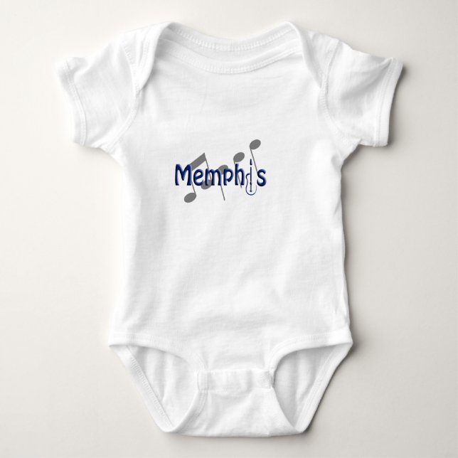 T-shirts azul de memphis com notas da música (Frente)