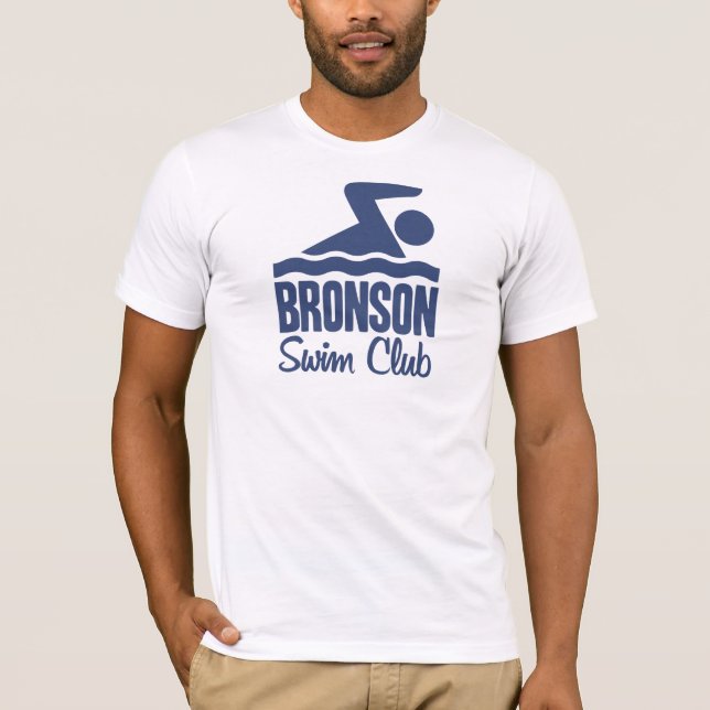 T-shirts Azul do clube da natação de Bronson (Frente)