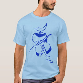 T-shirts Azul do homem do violino