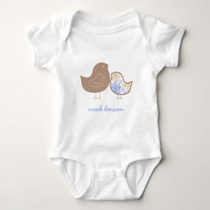 T-shirts Azul Pastel Caprichoso Damask Frangos Menino Bebê