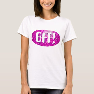 T-shirts Azulejos de Disco Rosa 'BFF!' espaguete
