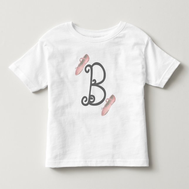 T-shirts B é para Ballerina Pink Balé Dance Monogramo (Frente)
