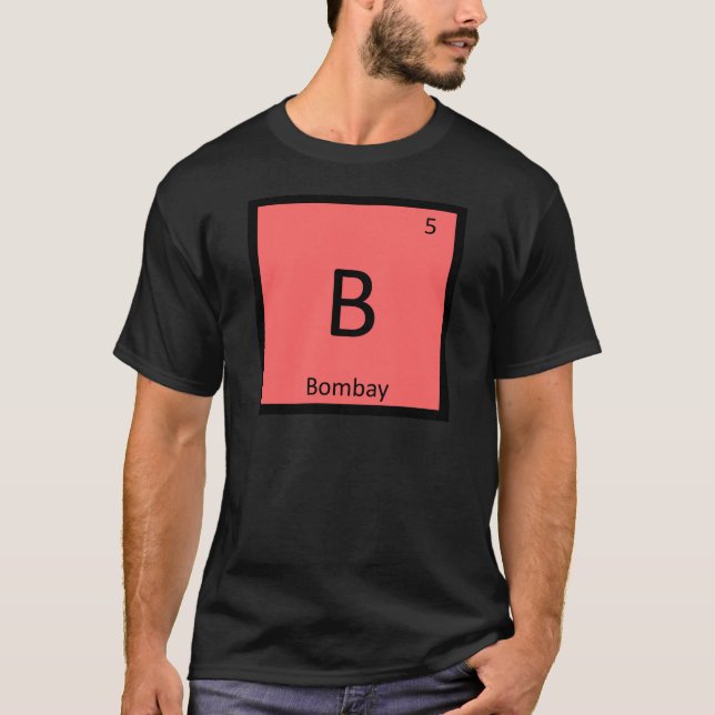 T-shirts B - Gato de Bombaim Índia Símbolo Elemento Químico (Frente)