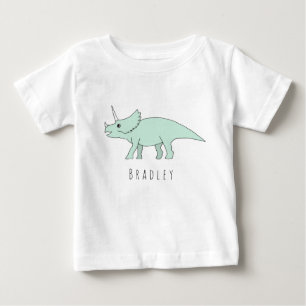 T-shirts Baby Boy Triceratops Dinossauro com Nome