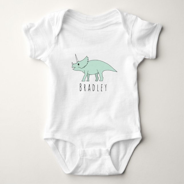 T-shirts Baby Boy Triceratops Dinossauro com Nome (Frente)