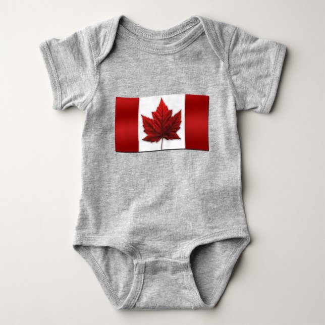T-shirts Baby Canada Flag Souvenir Organic One-Piece (Frente)