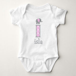 T-shirts Baby Girl Newborn Bolinhas Elephing letter i