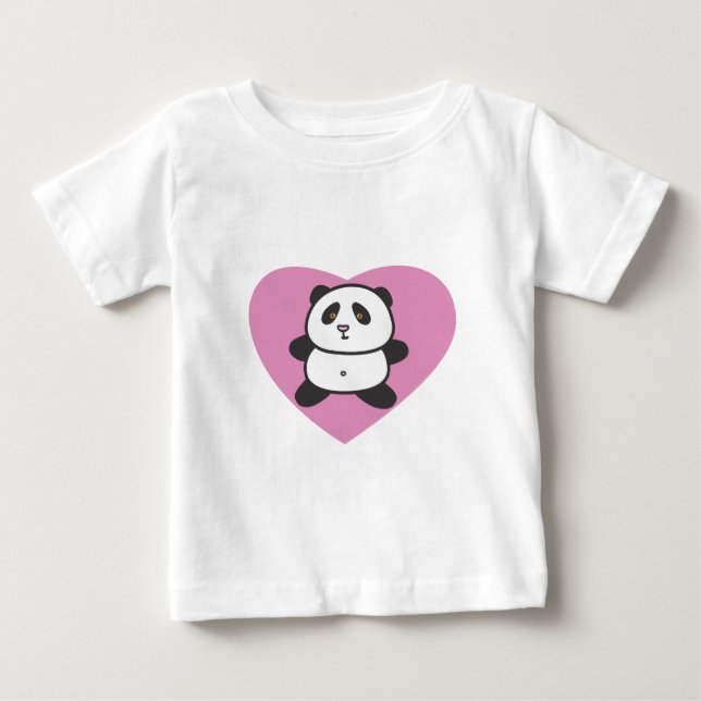 T-shirts Baby Panda in Pink Heart Toddlers T Shirt (Frente)