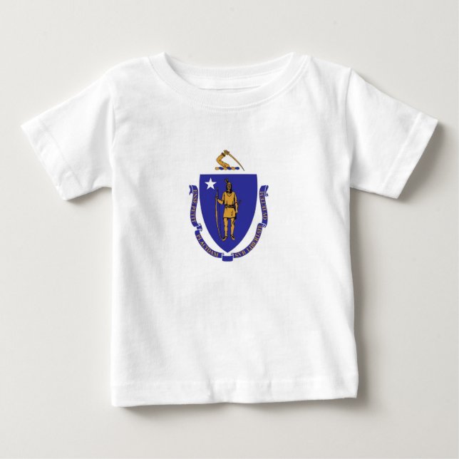T-shirts Baby T Shirt com bandeira de Massachusetts (Frente)