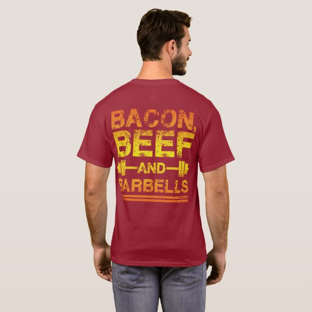 T-shirts Bacon, Carne De Bovino, Barbelas - Motivação De Fo (Parte Traseira Completa)