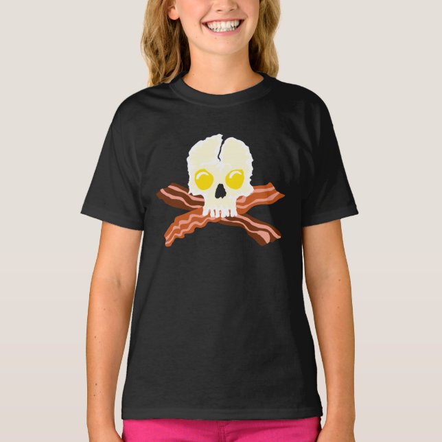 T-shirts Bacon Crossbones Ovos Crânio (Frente)