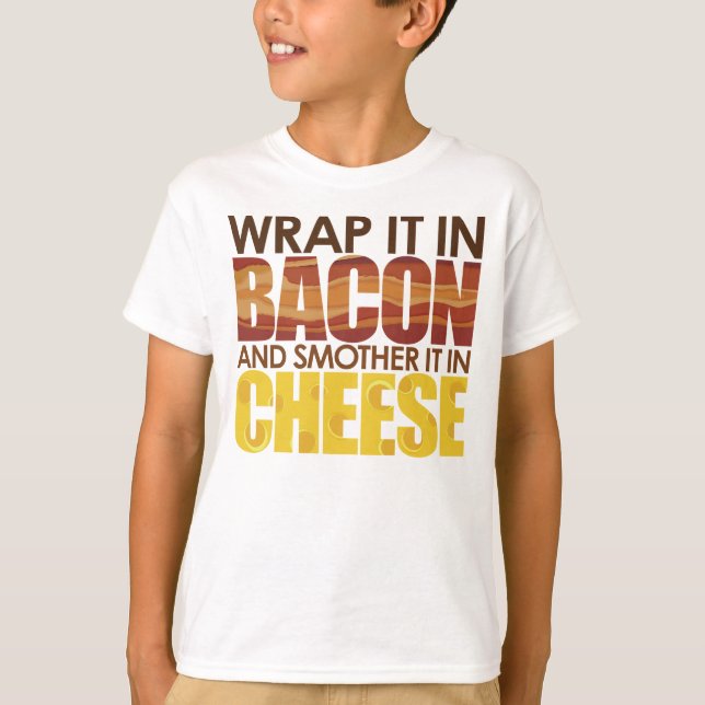 T-shirts Bacon & queijo, POR FAVOR! (Frente)